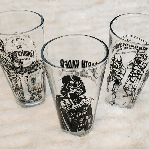 Star Wars 3-Pint Glass Set (Darth Vader, Stormtrooper & C3PO & R2-D2), Decor - Picture 1 of 11